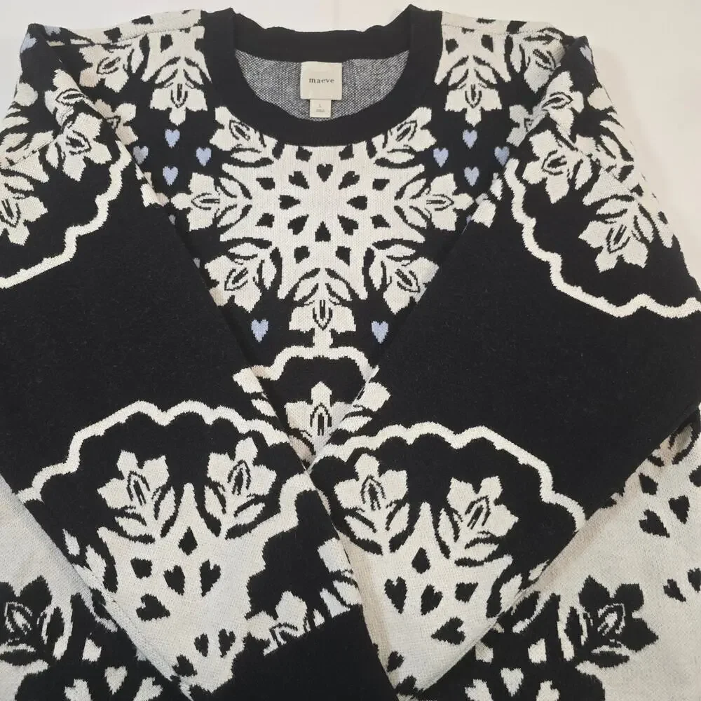 Maeve by Anthropologie Floral and Hearts Crewneck Sweater. Ret. $98